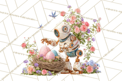 Easter Robot Clipart, Pastel Full-Body Robot Illustration Product Image 5