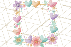 Watercolor Corner &amp; Border Clipart, Floral Frames, Heart Png Product Image 4