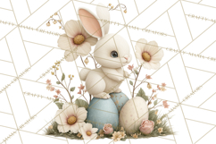 Easter Bunny Clipart PNG, Baby Bunnies in Pastel Garden Product Image 4