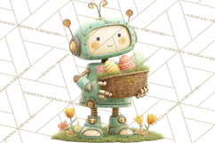 Easter Robot Clipart, Pastel Full-Body Robot Illustration Product Image 2