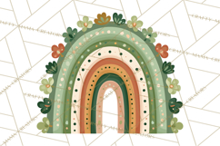 St Patricks Patterned Rainbow PNG, Boho Shamrock Clipart Product Image 3