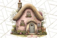 Enchanted Fairy Cottages Clipart PNG, Pastel Woodland Product Image 3