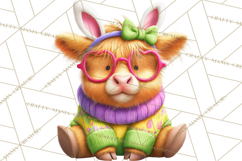 Easter Highland Cow Clipart PNG, Cute Spring Cow Clip Art Product Image 3