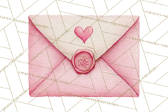 Watercolor Love Accents Clipart, Hearts, Envelopes Png Product Image 4