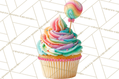 Birthday Cupcakes PNG, Colorful Cupcake Clipart, Sprinkles Product Image 4