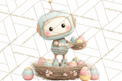 Easter Robot Clipart, Pastel Full-Body Robot Illustration Product Image 3