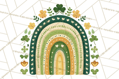 St Patricks Patterned Rainbow PNG, Boho Shamrock Clipart Product Image 4