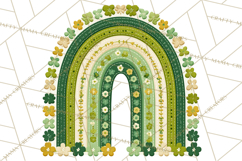 St Patricks Patterned Rainbow PNG, Boho Shamrock Clipart Product Image 5