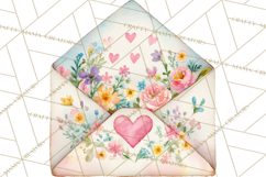 Watercolor Love Accents Clipart, Hearts, Envelopes Png Product Image 5