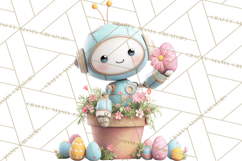 Easter Robot Clipart, Pastel Full-Body Robot Illustration Product Image 5