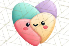 Valentine Kawaii Candies, Heart Sweets Clipart, Cute Candy Product Image 2
