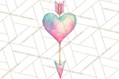 Watercolor Love Accents Clipart, Hearts, Envelopes Png Product Image 2