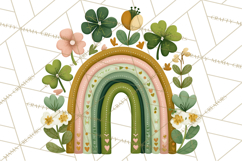 St Patricks Patterned Rainbow PNG, Boho Shamrock Clipart Product Image 3