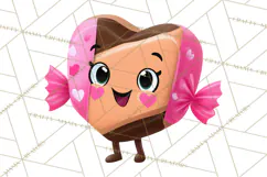 Valentine Kawaii Candies, Heart Sweets Clipart, Cute Candy Product Image 3