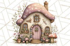 Enchanted Fairy Cottages Clipart PNG, Pastel Woodland Product Image 3