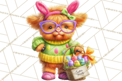 Easter Highland Cow Clipart PNG, Cute Spring Cow Clip Art Product Image 3