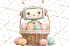 Easter Robot Clipart, Pastel Full-Body Robot Illustration Product Image 2