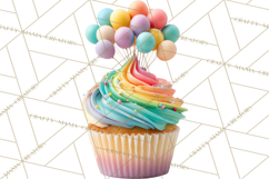 Birthday Cupcakes PNG, Colorful Cupcake Clipart, Sprinkles Product Image 4
