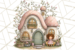 Enchanted Fairy Cottages Clipart PNG, Pastel Woodland Product Image 4
