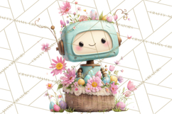 Easter Robot Clipart, Pastel Full-Body Robot Illustration Product Image 3