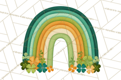 St Patricks Patterned Rainbow PNG, Boho Shamrock Clipart Product Image 4