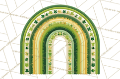 St Patricks Patterned Rainbow PNG, Boho Shamrock Clipart Product Image 2