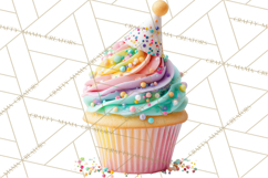 Birthday Cupcakes PNG, Colorful Cupcake Clipart, Sprinkles Product Image 2