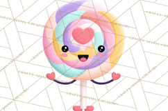 Valentine Kawaii Candies, Heart Sweets Clipart, Cute Candy Product Image 2