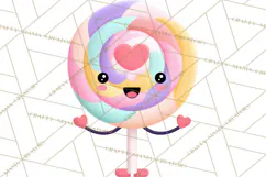 Valentine Kawaii Candies, Heart Sweets Clipart, Cute Candy Product Image 2