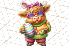 Easter Highland Cow Clipart PNG, Cute Spring Cow Clip Art Product Image 2