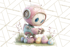 Easter Robot Clipart, Pastel Full-Body Robot Illustration Product Image 2
