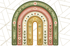St Patricks Patterned Rainbow PNG, Boho Shamrock Clipart Product Image 3