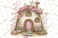 Enchanted Fairy Cottages Clipart PNG, Pastel Woodland Product Image 4