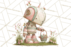 Easter Robot Clipart, Pastel Full-Body Robot Illustration Product Image 3