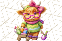 Easter Highland Cow Clipart PNG, Cute Spring Cow Clip Art Product Image 4