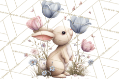 Easter Bunny Clipart PNG, Baby Bunnies in Pastel Garden Product Image 5