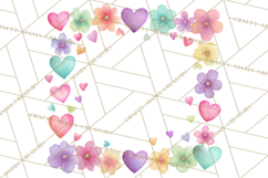Watercolor Corner &amp; Border Clipart, Floral Frames, Heart Png Product Image 5