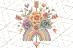 Valentine Boho Rainbow Clipart, Romantic Heart Rainbows PNG Product Image 5
