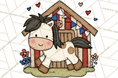 Patriotic Farm Animals Clipart, Whimsical Red White Blue Product Image 5