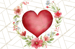 Watercolor Love Accents Clipart, Hearts, Envelopes Png Product Image 5