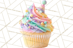 Birthday Cupcakes PNG, Colorful Cupcake Clipart, Sprinkles Product Image 2