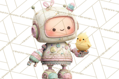 Easter Robot Clipart, Pastel Full-Body Robot Illustration Product Image 5