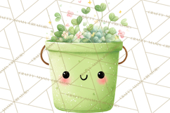 Anthropomorphic Spring Objects Clipart, Cute Kawaii Plants Product Image 3