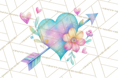 Watercolor Love Accents Clipart, Hearts, Envelopes Png Product Image 3