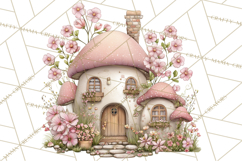 Enchanted Fairy Cottages Clipart PNG, Pastel Woodland Product Image 4