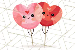 Valentine Kawaii Candies, Heart Sweets Clipart, Cute Candy Product Image 4