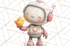 Easter Robot Clipart, Pastel Full-Body Robot Illustration Product Image 3