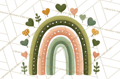 St Patricks Patterned Rainbow PNG, Boho Shamrock Clipart Product Image 4