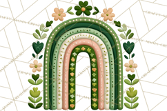 St Patricks Patterned Rainbow PNG, Boho Shamrock Clipart Product Image 5