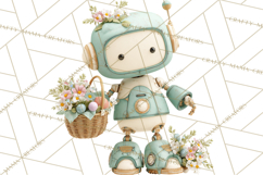 Easter Robot Clipart, Pastel Full-Body Robot Illustration Product Image 4